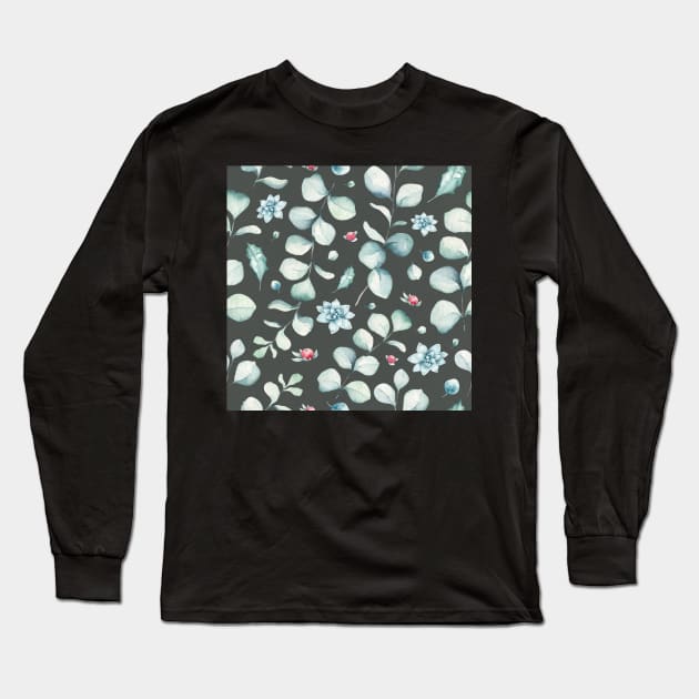 Wintergreen on Gray Long Sleeve T-Shirt by machare